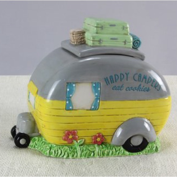 Travel Trailer “Happy Campers Eat Cookies” Cookie Jar - Picture 2 of 3